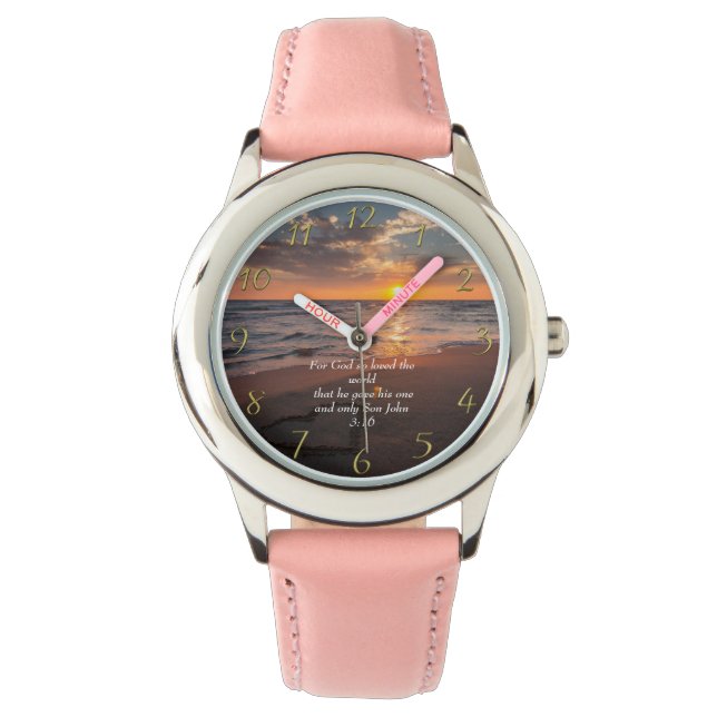 John 3:16 Christian Faith ocean with a sunset   Watch (Front)