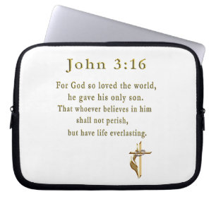 John 3:16 christian gifts laptop sleeve