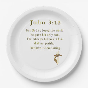 John 3:16 christian gifts paper plate