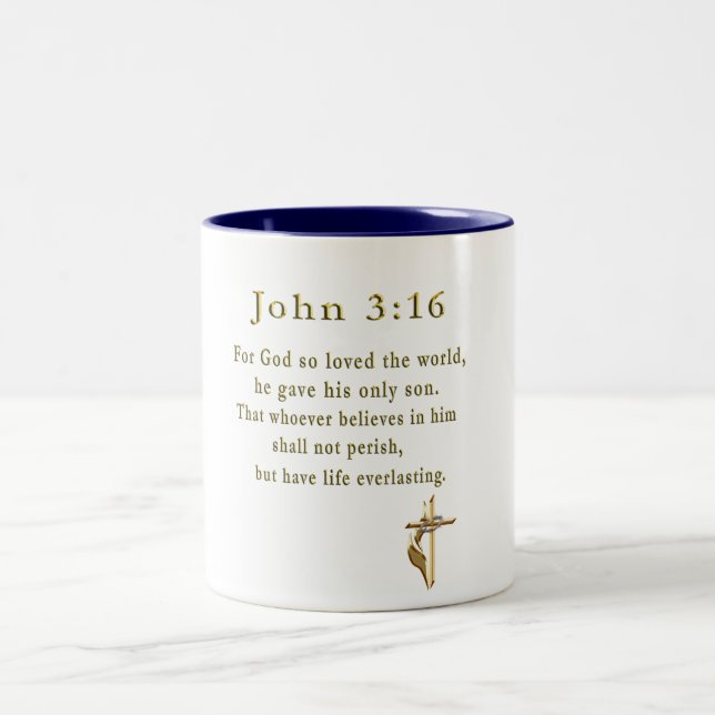 John 3:16 christian gifts Two-Tone coffee mug (Center)