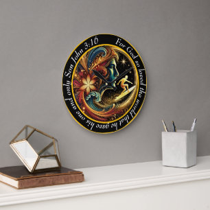 John 3:16 Christian Surfboard Large Clock