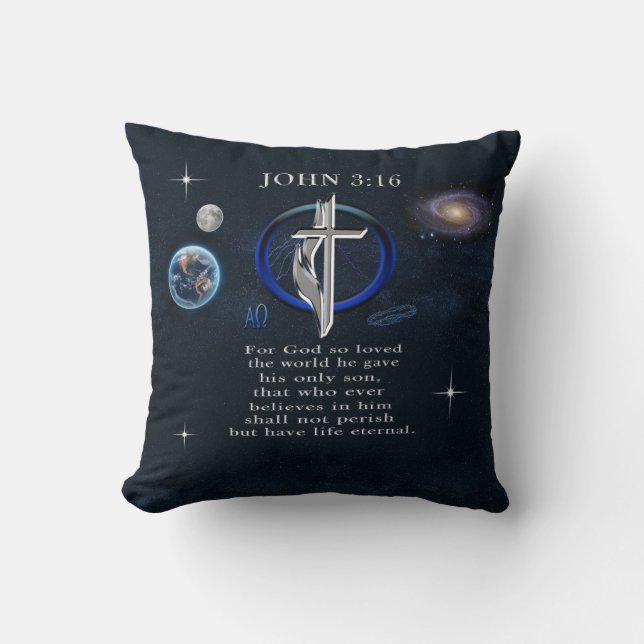 John 3:16 Christian  Throw Pillow (Front)