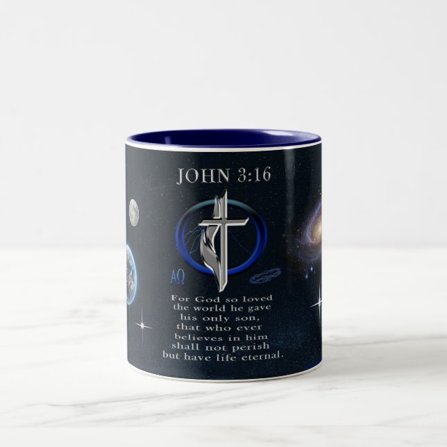 John 3:16 Christian  Two-Tone Coffee Mug (Center)