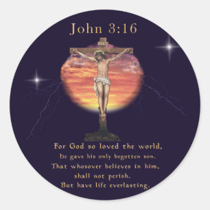 John 3:16 classic round sticker