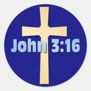 John 3:16 classic round sticker