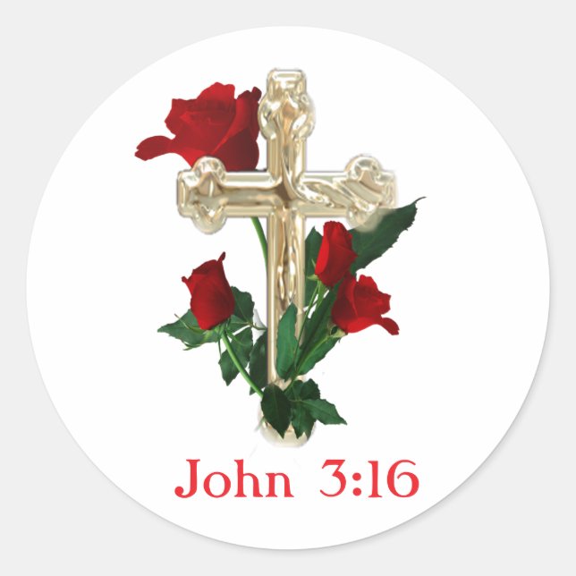 John 3:16 classic round sticker (Front)