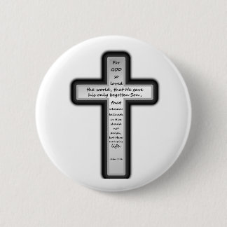 John 3:16 Cross Only 2 Inch Round Button