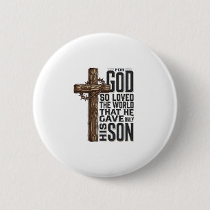 John 3_16 Cross Vintage Engraving Christian Design 2 Inch Round Button
