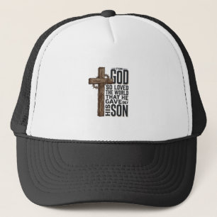John 3_16 Cross Vintage Engraving Christian Design Trucker Hat