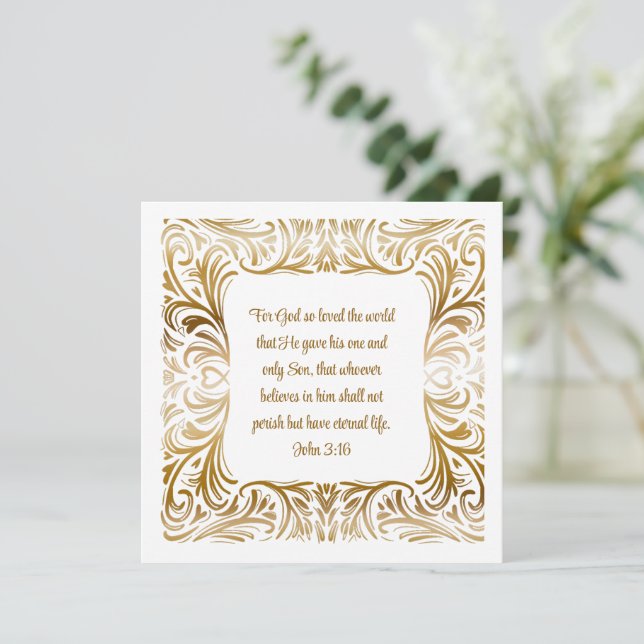 John 3:16 Custom Text Elegant Golden Christmas  (Standing Front)