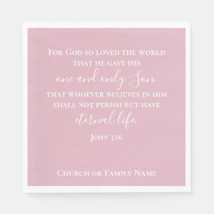 John 3:16 Custom Text Pink Christian Easter Napkin