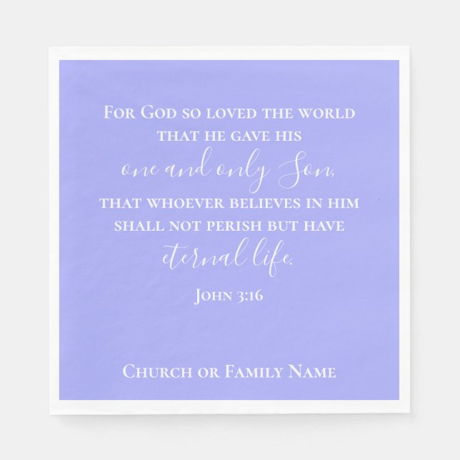 John 3:16 | Custom Text Purple Religious Easter Napkin (Front)