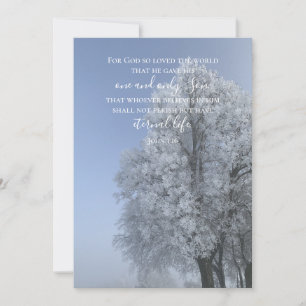 John 3:16 Custom Text Snow Nature Original Photo Holiday Card
