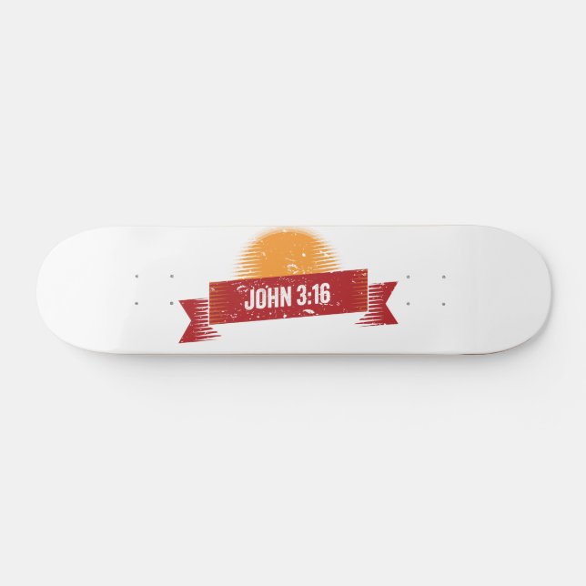 John 3:16 Design Vintage Look Skateboard (Horz)