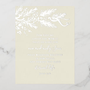 John 3:16 Elegant Original Pine Christmas Foil Holiday Postcard