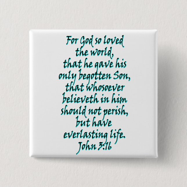 John 3:16 English 2 Inch Square Button (Front)