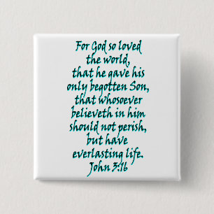 John 3:16 English 2 Inch Square Button