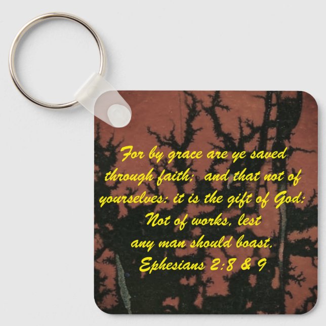 John 3:16 & Ephesians2:8 & 9 Bible truth Keychain (Front)