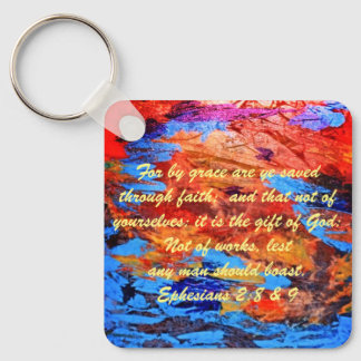 John 3:16 & Ephesians2:8 & 9 Bible truth Keychain