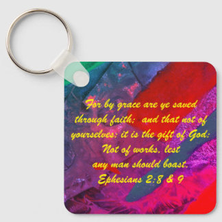 John 3:16 & Ephesians2:8 & 9 Bible truth Keychain