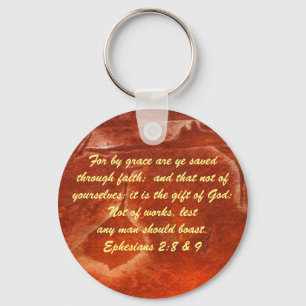 John 3:16 & Ephesians2:8 & 9 Bible truth Keychain