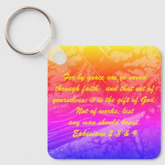 John 3:16 & Ephesians2:8 & 9 Bible truth Keychain