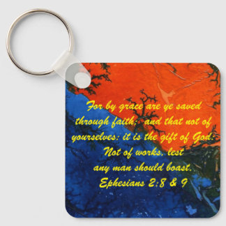 John 3:16 & Ephesians2:8 & 9 Bible truth Keychain