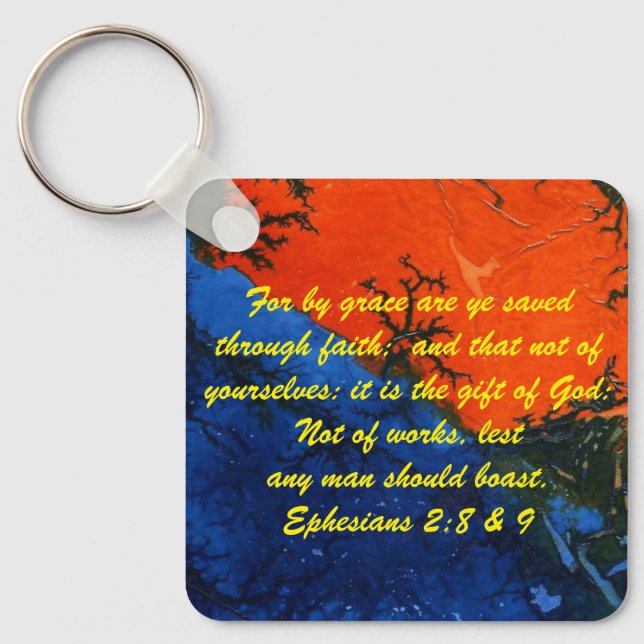 John 3:16 & Ephesians2:8 & 9 Bible truth Keychain (Front)