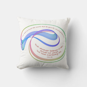 John 3:16 For God so loved rainbow Fractal white Throw Pillow