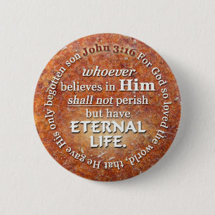 John 3:16 For God So Loved The World Bible Verse 2 Inch Round Button