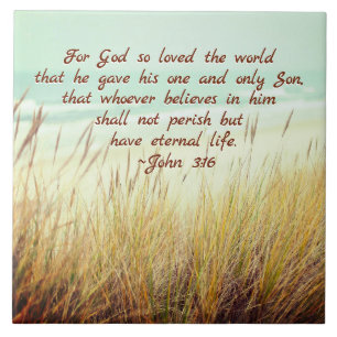 John 3:16 For God so loved the world, Bible Verse Tile
