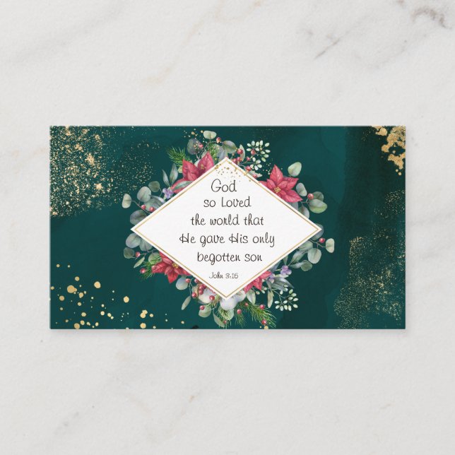 John.3:16 God so Loved the World, Christmas Business Card (Front)