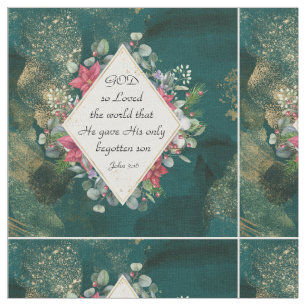 John.3:16 God so Loved the World Christmas Fabric