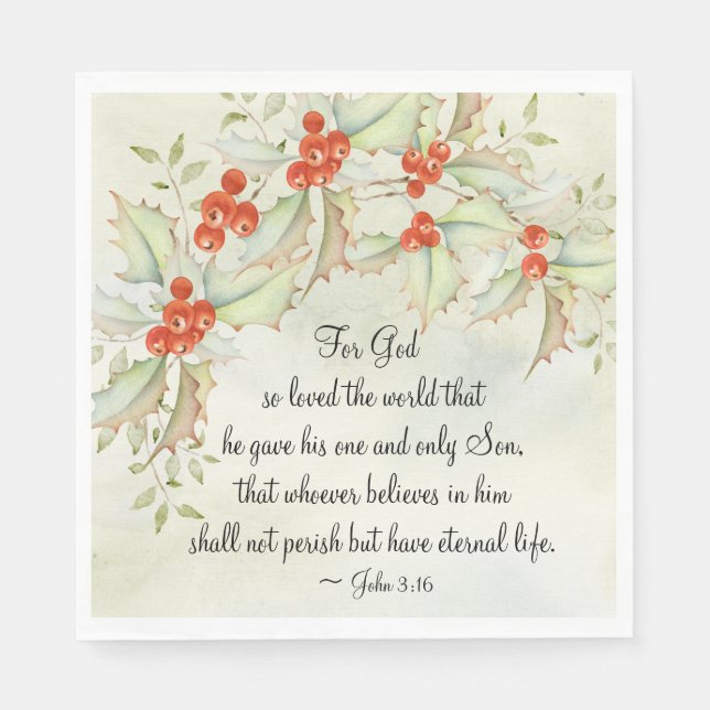 John 3:16 God so Loved the World, Christmas Napkin (Front)