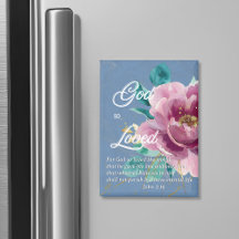 John 3:16 God so Loved the world Floral Christian