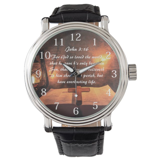 John 3:16 God so loved the world glowing lantern Watch (Front)