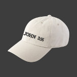 John 3:16 Grace Verses White Embroidery Christian Embroidered Hat<br><div class="desc">Minimalist Modern Text White Embroidered Black Hat with 3 major grace scripture KJV Bible verses. Wear your Christian faith message. Personalize this simple design with your favourite Bible scripture verses added to left/right sides of the hat. Customize it with the colour/font of your choice. Modern black lettering in all caps...</div>