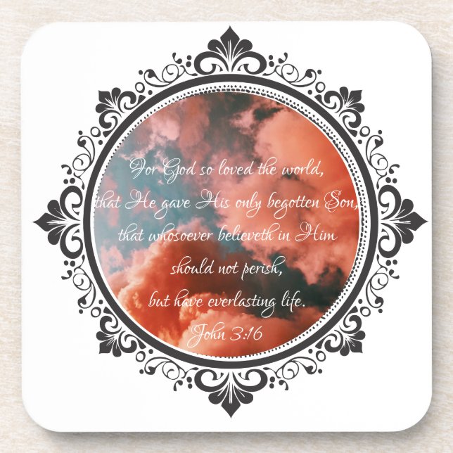 John 3:16 Hard Plastic Coaster (Front)