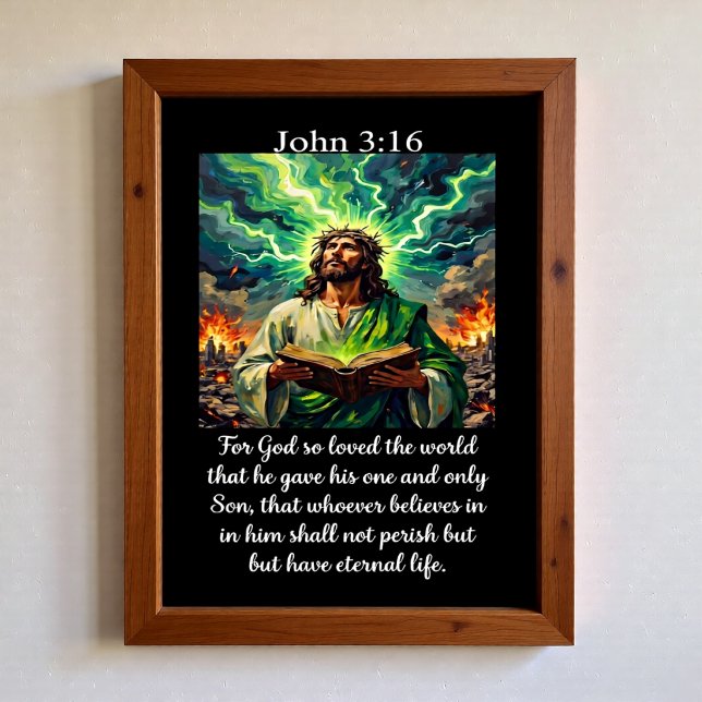 John 3:16 Jesus Holy Bible Apocalypse Lightning Poster (Creator Uploaded)