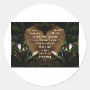 john 3:16 king james on heart leaf classic round sticker
