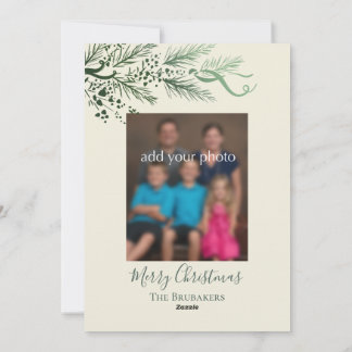 John 3:16 Modern Pine Photo Christian Christmas Holiday Card