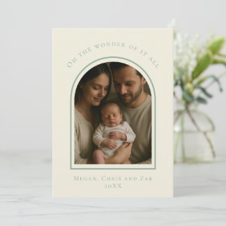John 3:16 Modern Sage Elegant Arch Christmas Photo Holiday Card