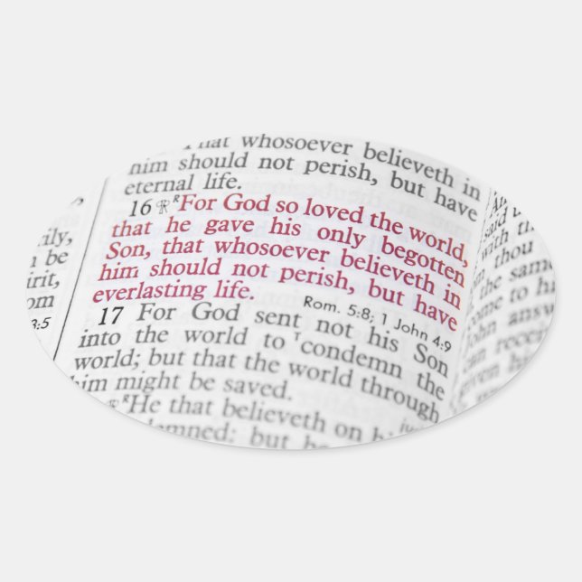 John 3:16 oval sticker (Front)
