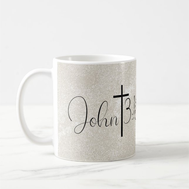 John 3:16 Pearl Background Coffee Mug (Left)