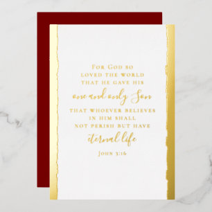 John 3:16 Personalized Elegant Christmas Gold Foil Holiday Card