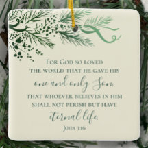 John 3:16 Personalized Sage Pine Christmas Gift 