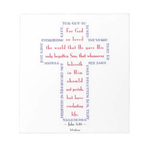 John 3:16 Red, White and Blue Cross Notepad