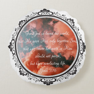 John 3:16 Round Accent Pillow