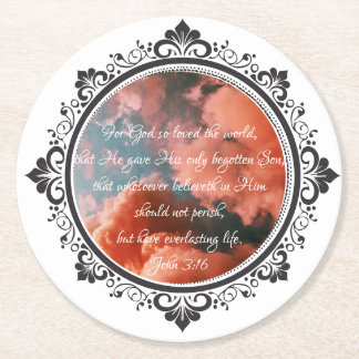 John 3:16 Round Paper Coaster