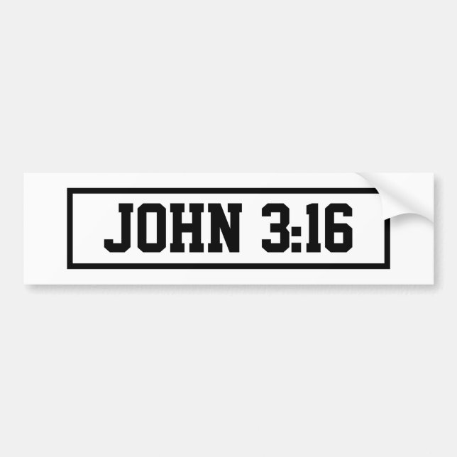 John 3:16 Simple Modern Black and White Christian Bumper Sticker (Front)